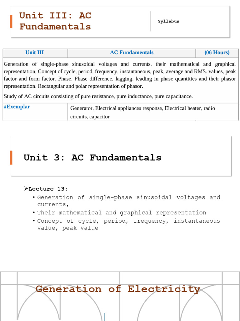 BEE Unit 3 ppt | PDF | Alternating Current | Amplitude
