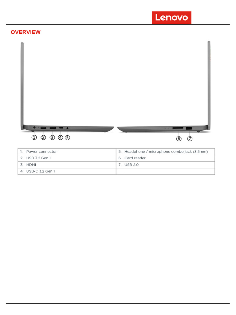 IdeaPad 3 15IAU7 Spec | PDF | Usb | Solid State Drive