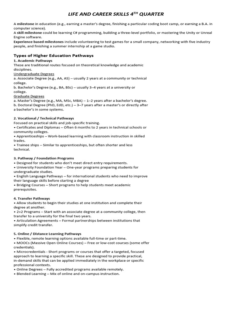 Life and Career Skills 4TH Quarter | PDF