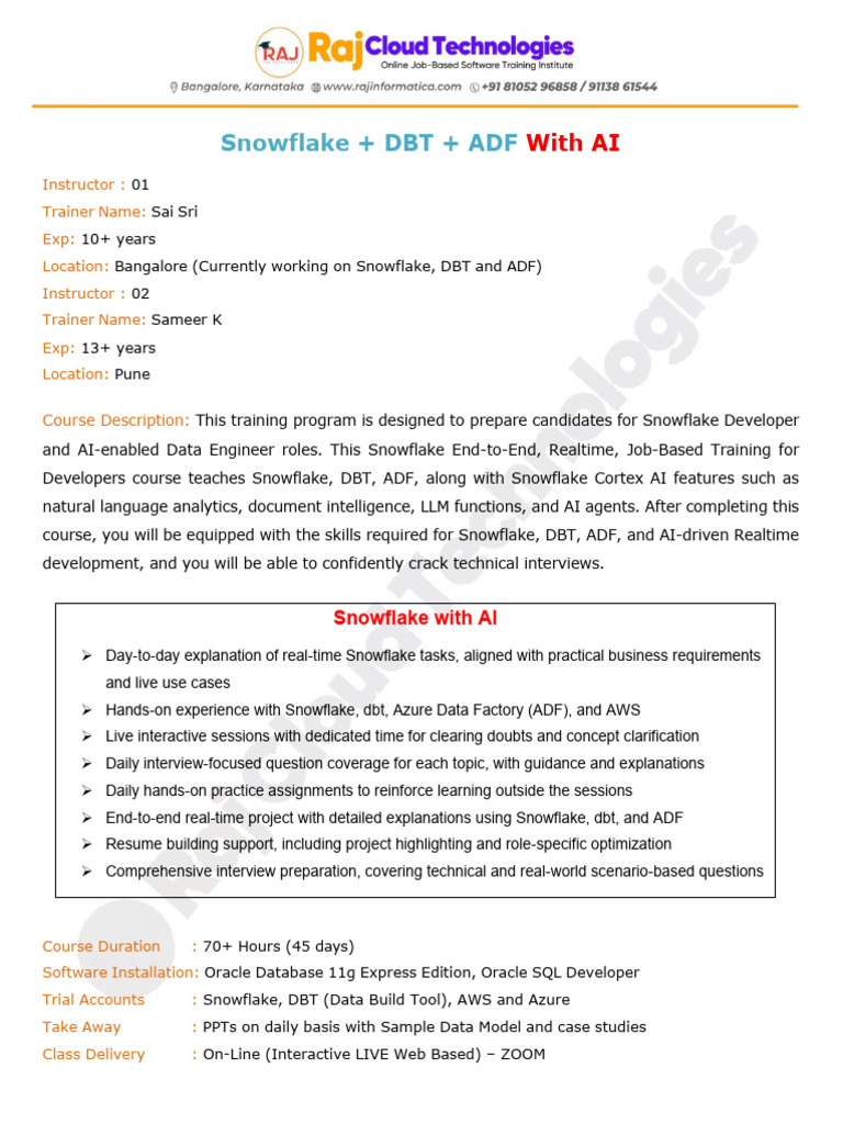 Snowflake+DBT+ADF With AI | PDF | Databases | Software Engineering
