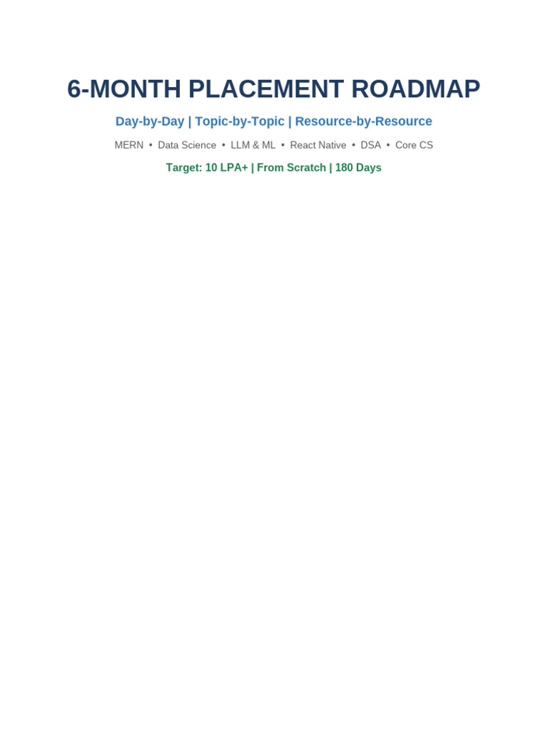 Placement Roadmap Detailed | PDF | Algorithms | Computer Programming