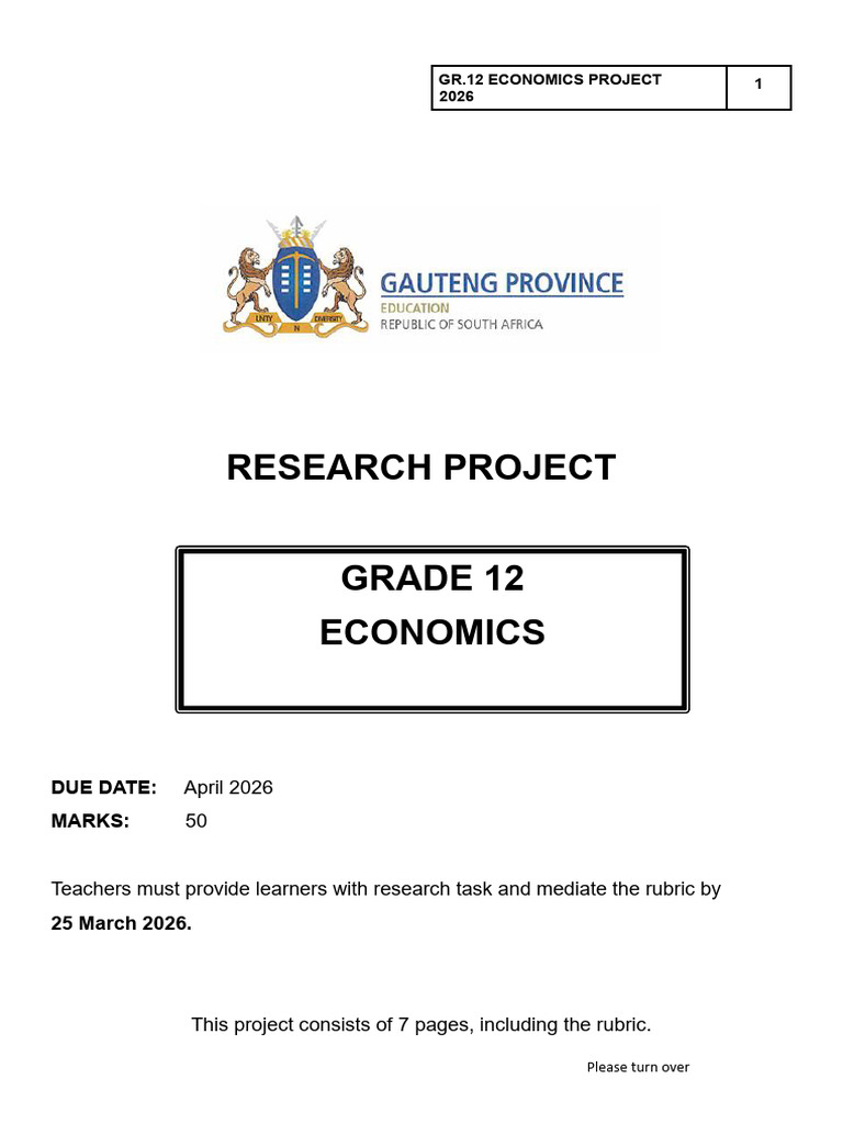 Gr.12 Research Project 2026 | PDF | Economics