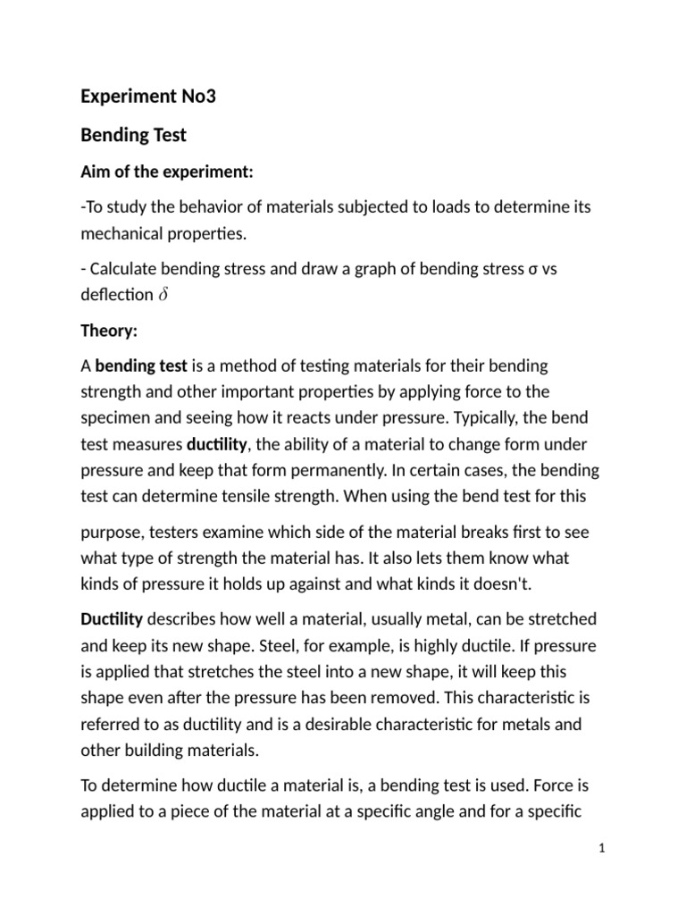 Bending Test1 Print | PDF | Bending | Strength Of Materials