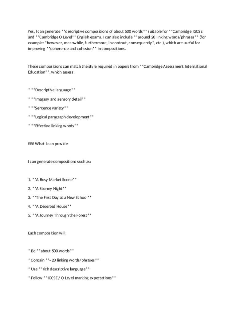 How to Write Descriptive Compositions. | PDF