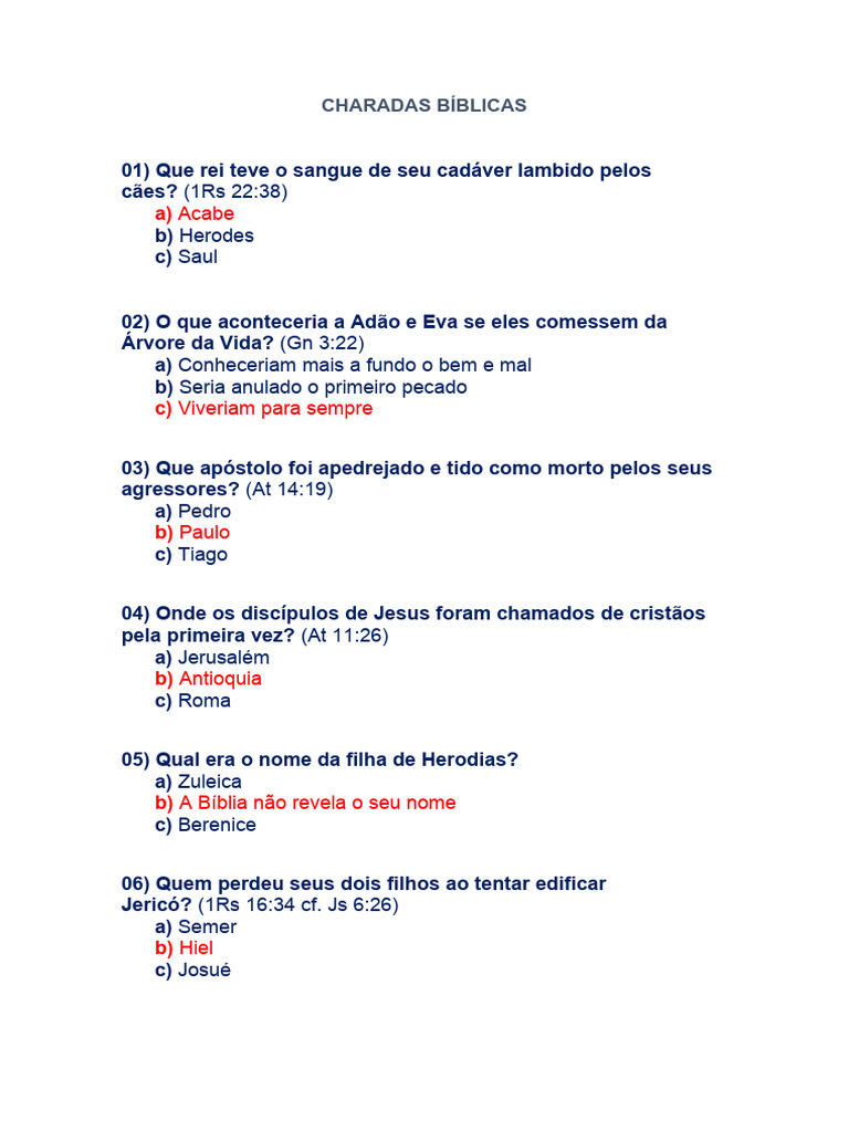 Charadas Biblicas | PDF | Elias | Moisés