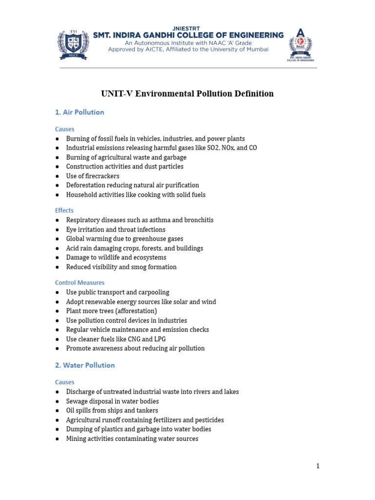Environmental Pollution Notes.docx | PDF | Waste Management | Waste