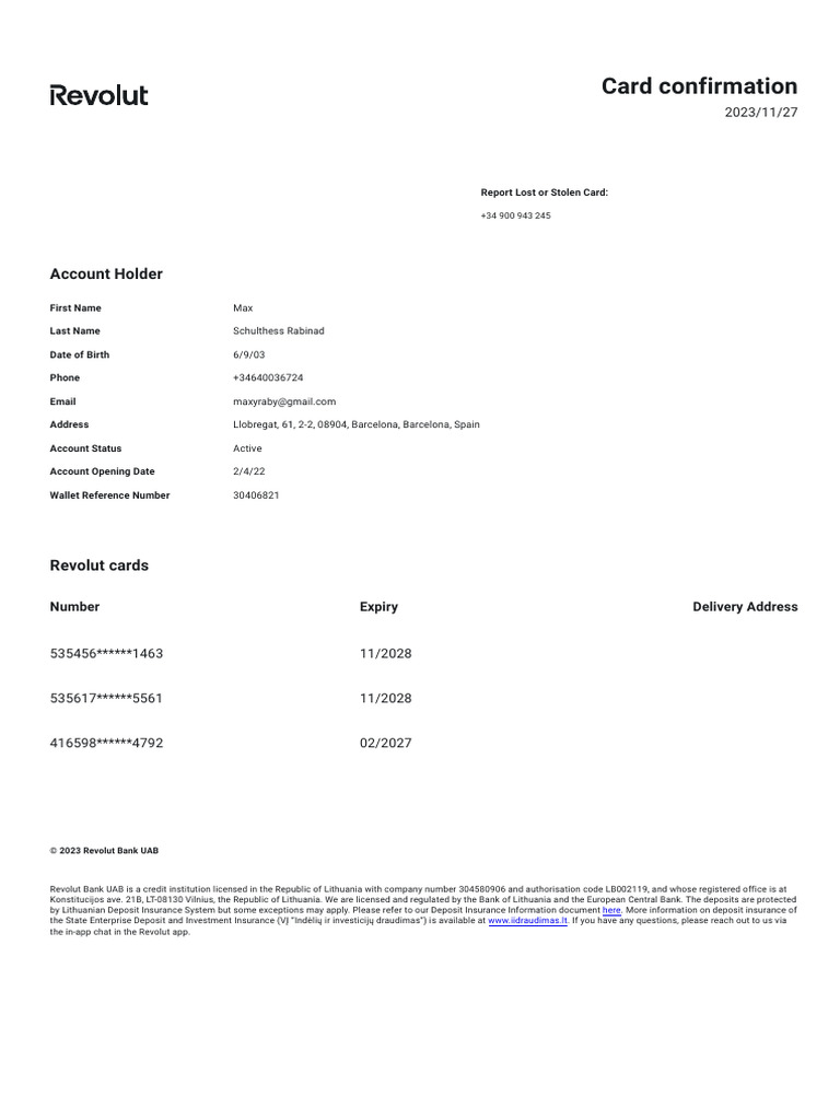 Card Confirmation | PDF