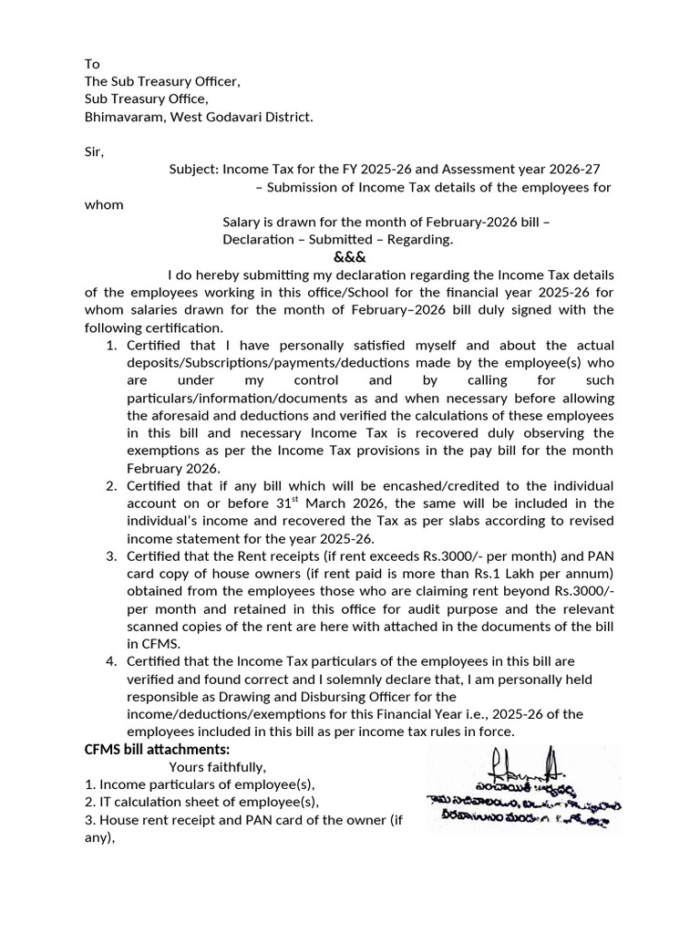INCOME TAX - Declaration - 2025-26 | PDF | Income Tax | Taxes