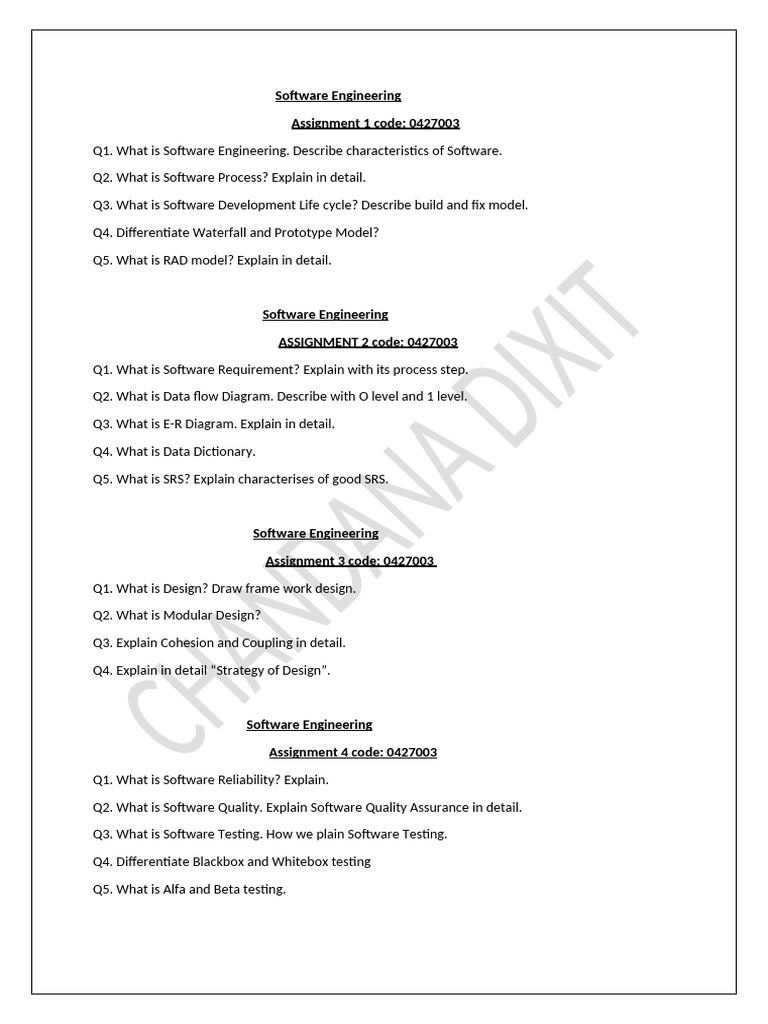 Software Eng Assigment and MCQ | PDF | Software Development Process ...