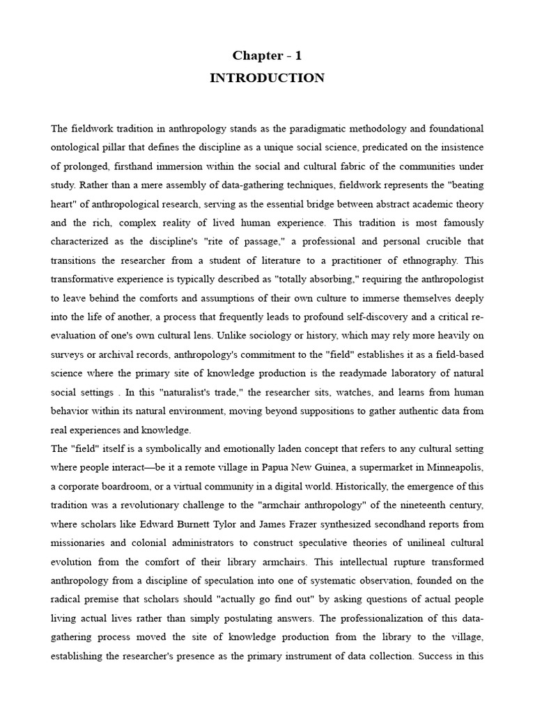 Ch-1 Intro Field Work | PDF | Anthropology | Field Research
