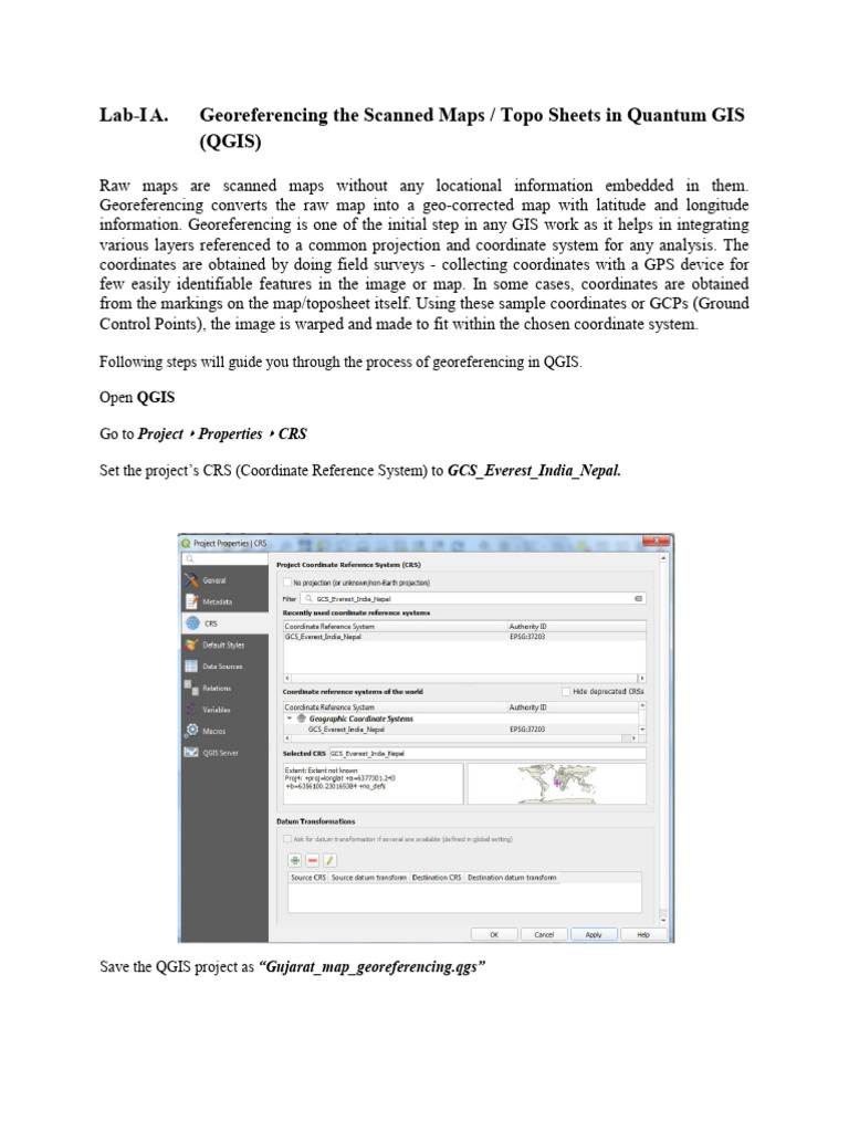 Lab 1 Georeferencing in QGIS Desktop 3.10.1 | PDF | Geographic ...