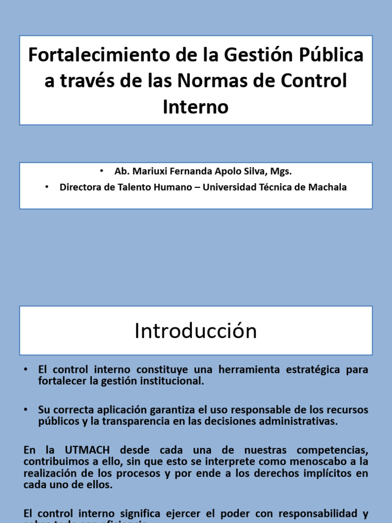 Normas de Control Interno Mariuxi Apolo 2025 | PDF | Responsabilidad ...
