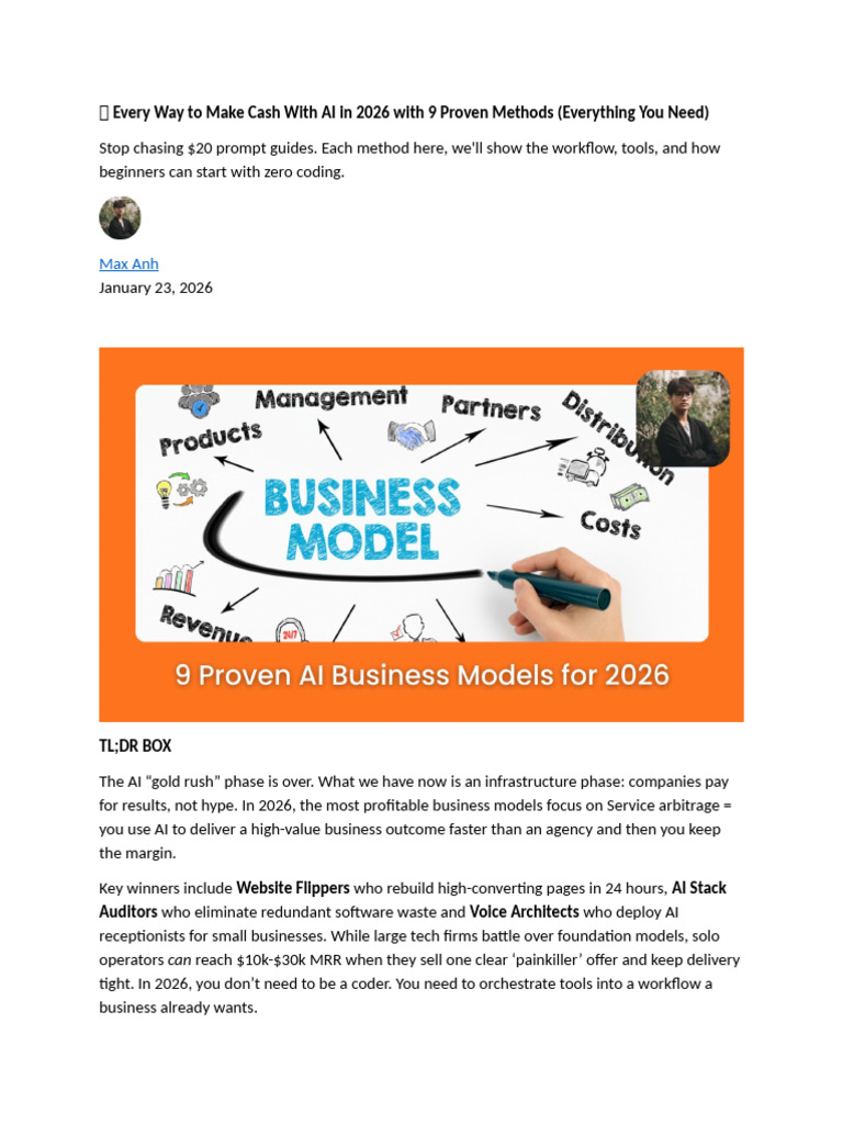 Every Way to Make Cash With AI in 2026 with 9 Proven Methods | PDF