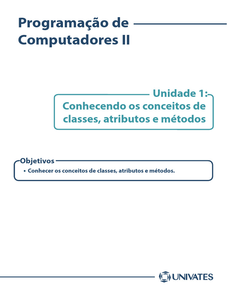 1 Conhecendo Os Conceitos de Classes Atributos e Metodos | PDF ...