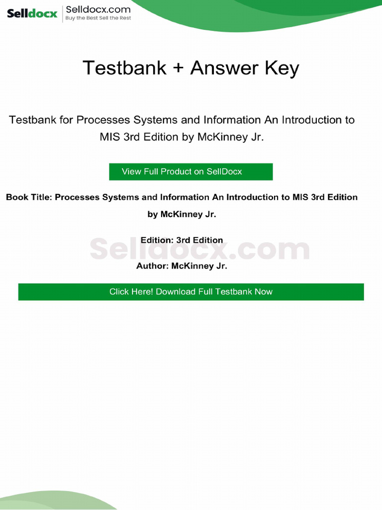 Processes Systems and Information an Introduction to MIS 3rd Edition ...