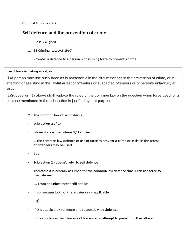 Criminal Tut Notes 8 (2) | PDF | Crimes | Crime & Violence