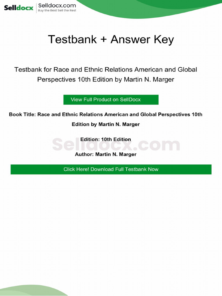 Race and Ethnic Relations American and Global Perspectives 10th Edition ...