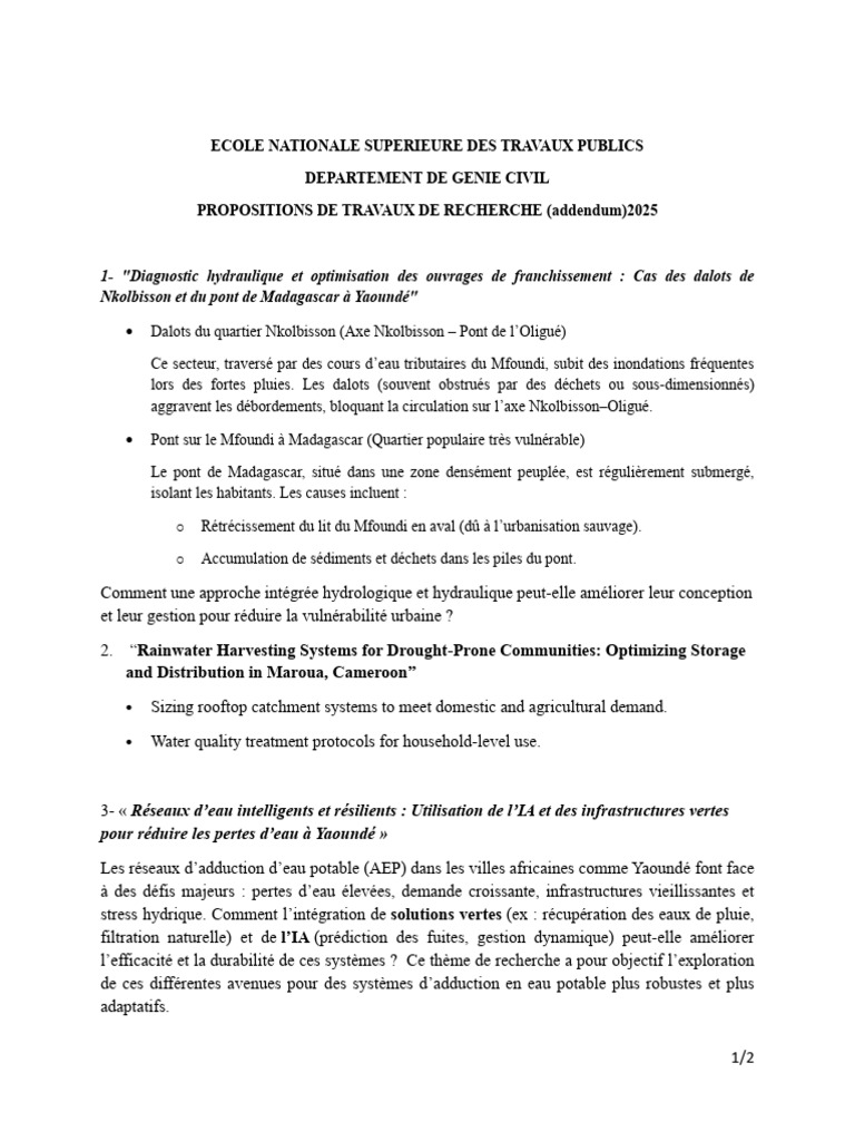 GC2025-2026 Research Themes Addendum | PDF | Eau | Environnement naturel
