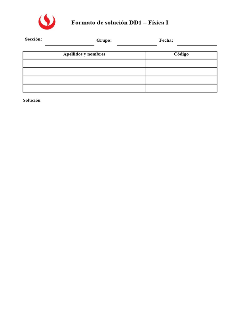 1AMA0466 Física I Formato de Solución DD1 | PDF