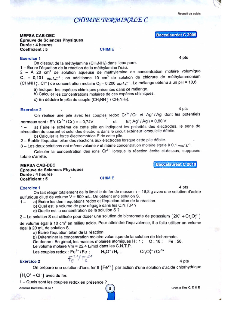 Bac C et D chimie | PDF
