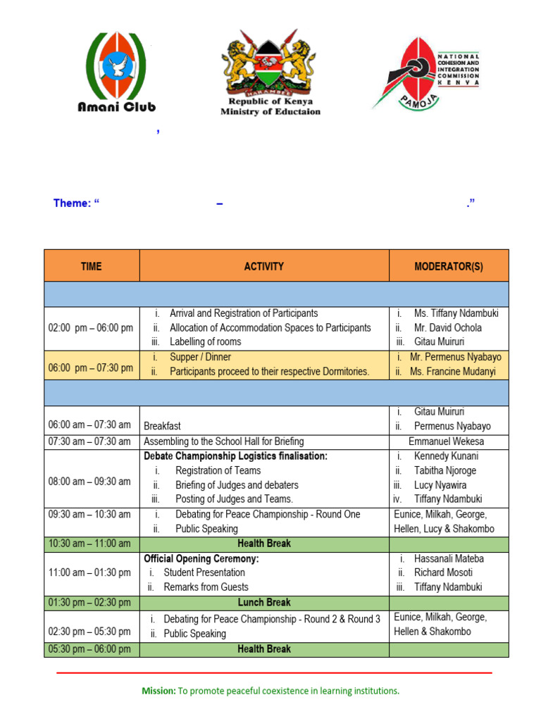 Programme - 2026 National Debate Competitions | PDF