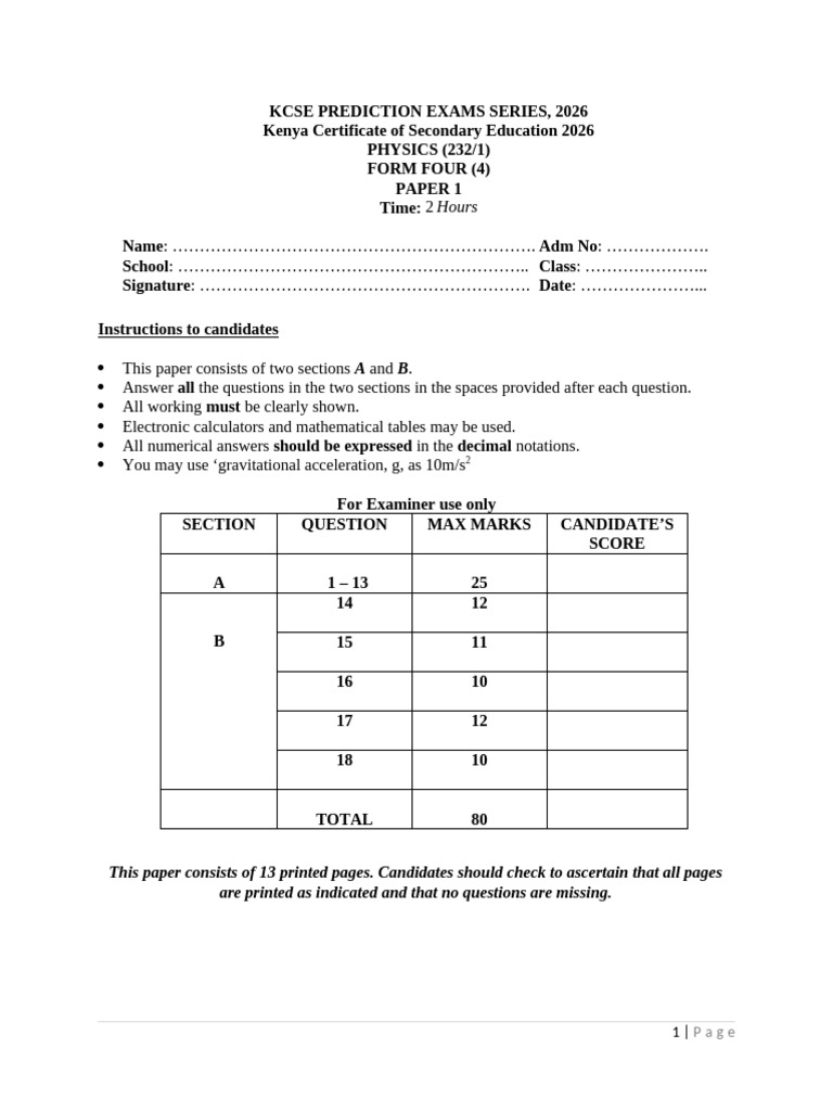 Physics Form 4 Paper 1 - Question Paper | PDF | Heat | Gases