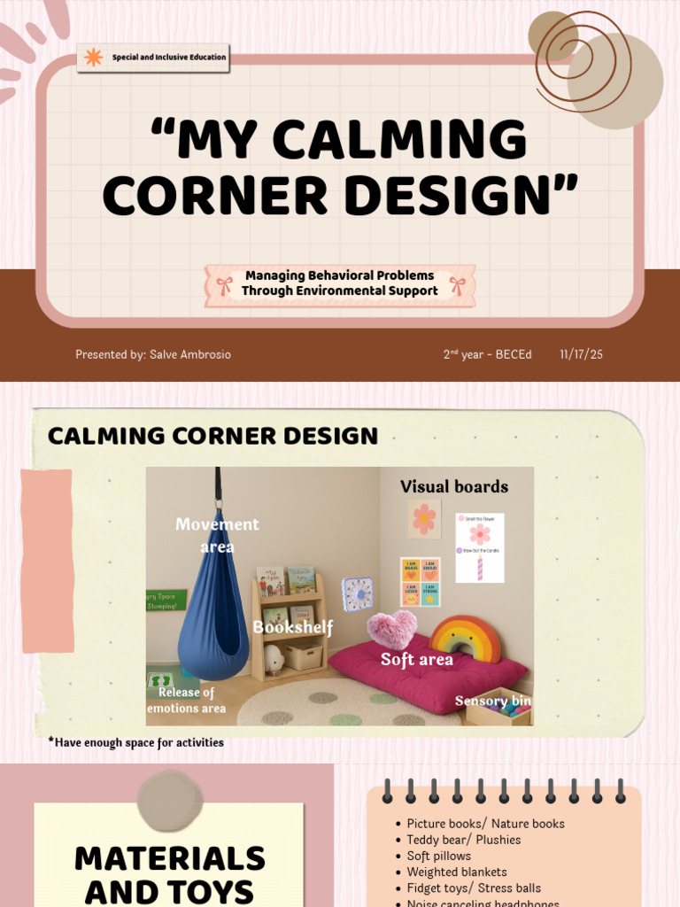 My Calming Corner Design | PDF | Behavioural Sciences | Cognition