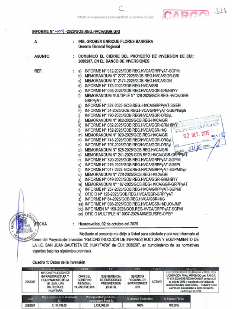 Modelo de Cierre GR Hvca | PDF