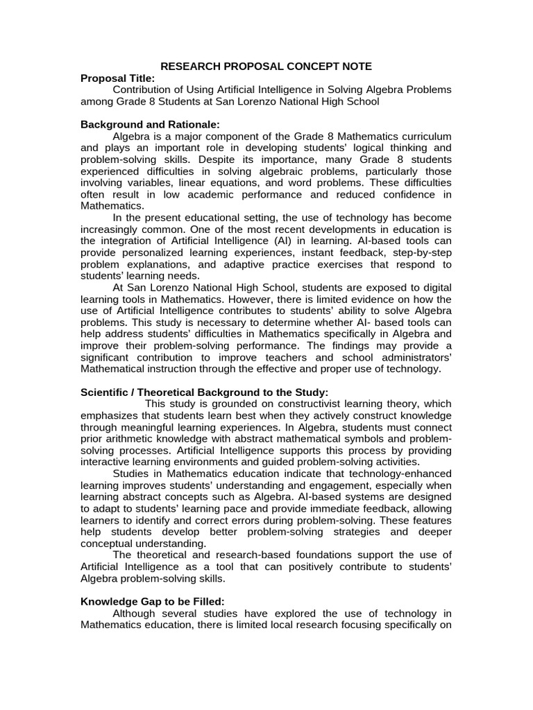 Research Proposal Note | PDF | Artificial Intelligence | Intelligence ...