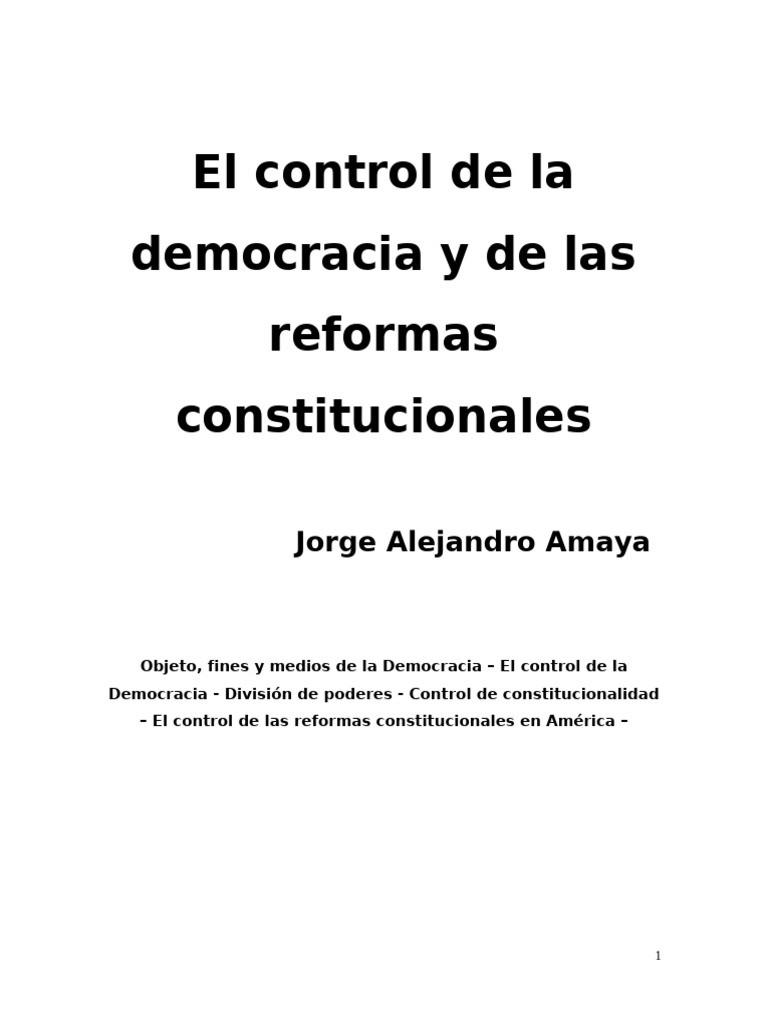 El Control de La Democracia y de Las Reformas Constitucionales | PDF ...
