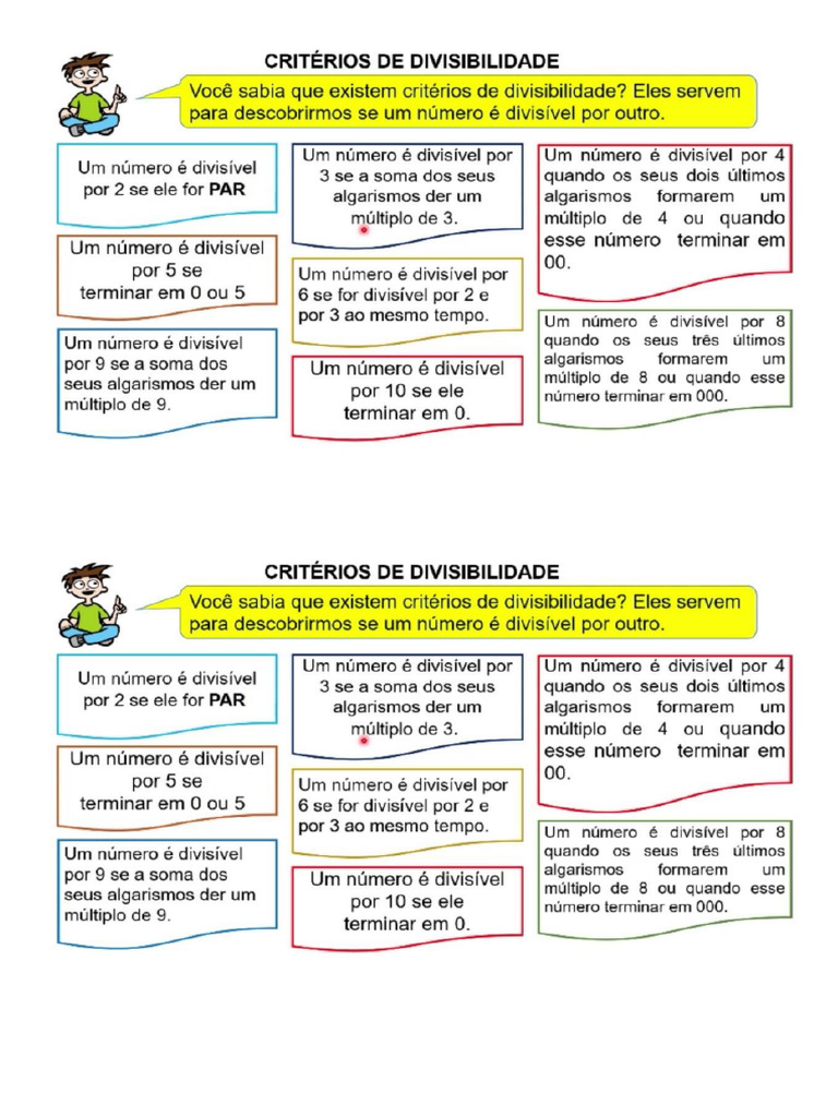 Critérios de Divisibilidade - 6° Ano | PDF
