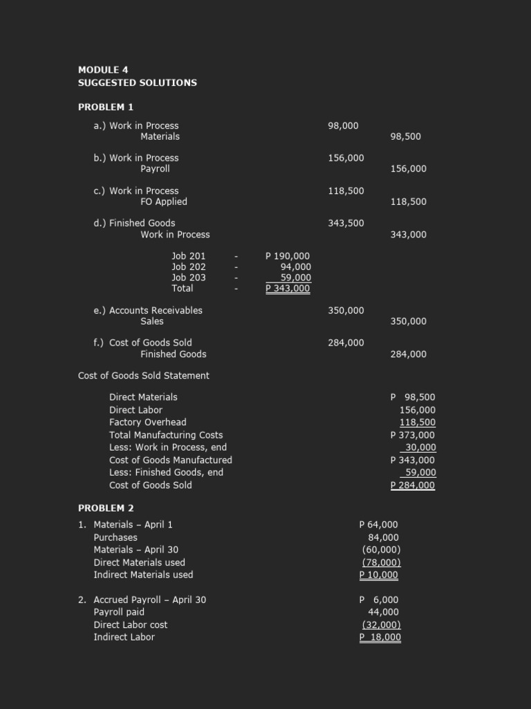 NEW Module 4 Exercises Key Answer - Copy | PDF | Cost Of Goods Sold ...