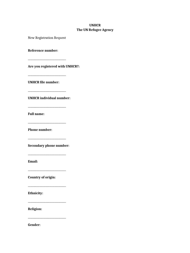 Unhcr Editable Form | PDF