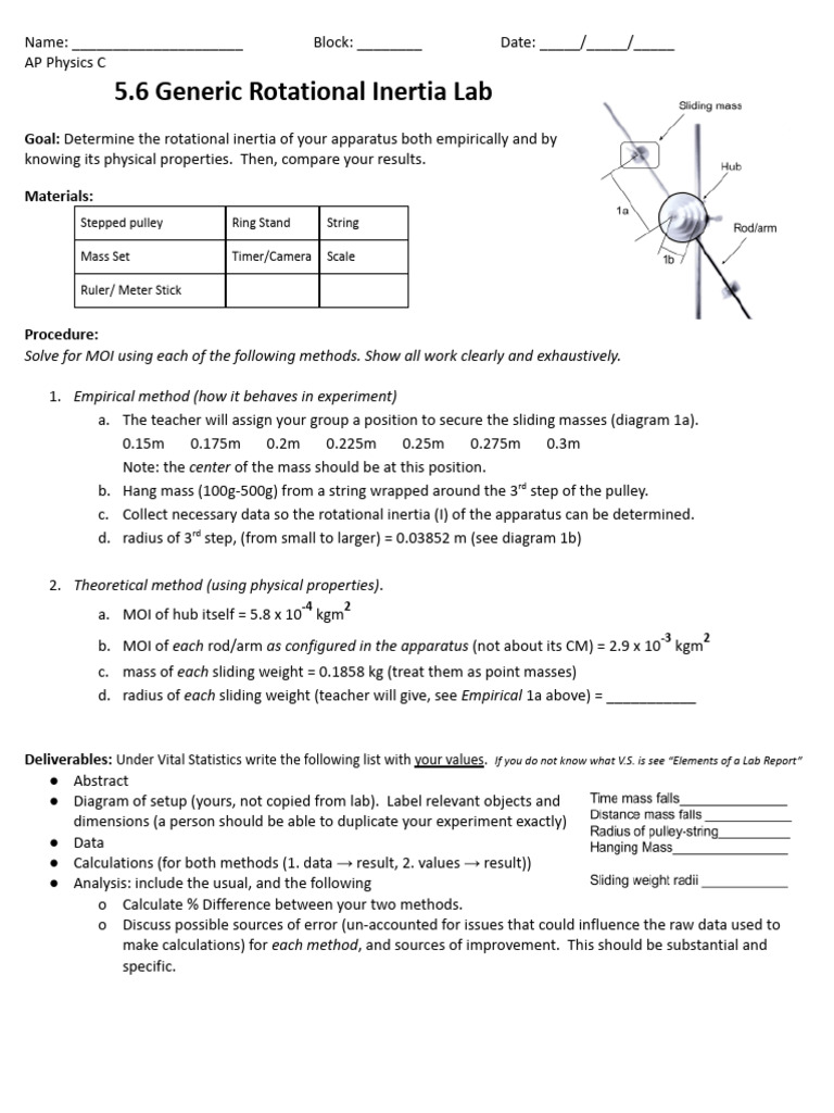 5.6 Rotational Inertia Lab | PDF