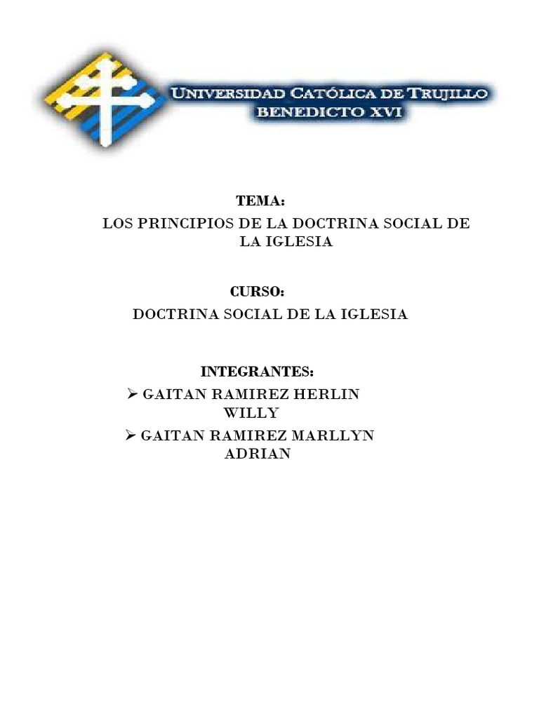 Los Principios de La Doctrina Social de La Iglesia | PDF | Bien común ...