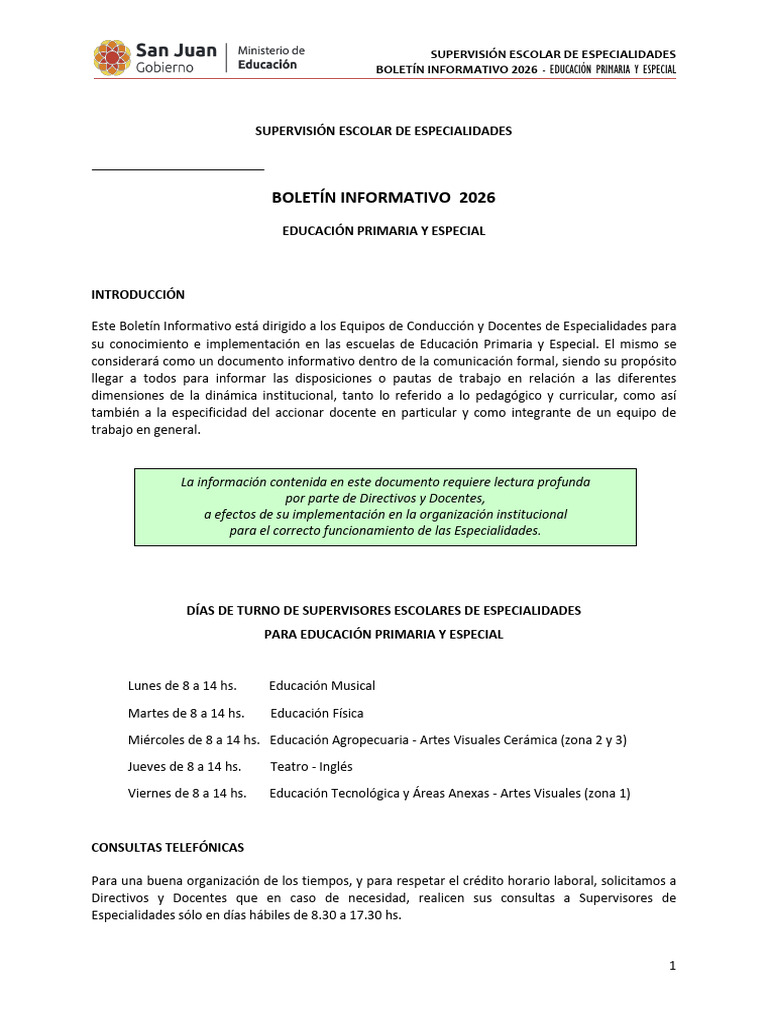 Boletín de Especialidades de Educación Primaria 2026 -1 | PDF ...