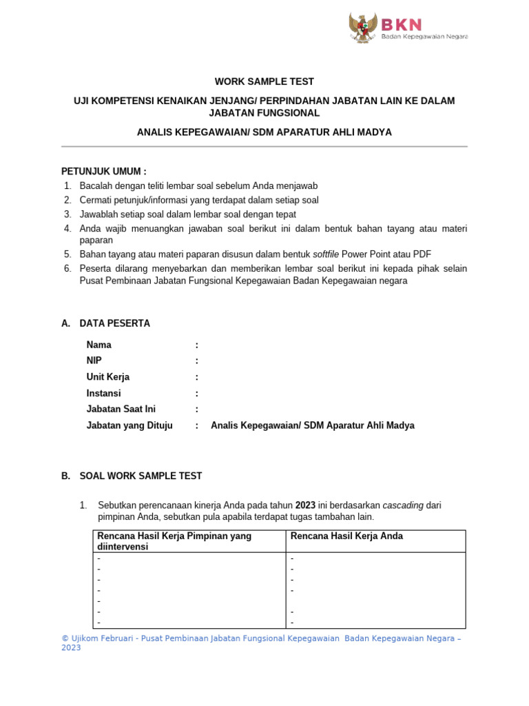 Work Sample Test Analis SDMA Madya | PDF
