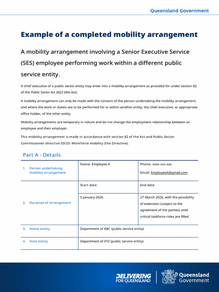 Example of a Completed Mobility Arrangement Template Ses | PDF | Legal ...