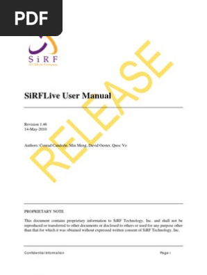 SiRFLive User Manual | PDF | Global Positioning System | Usb