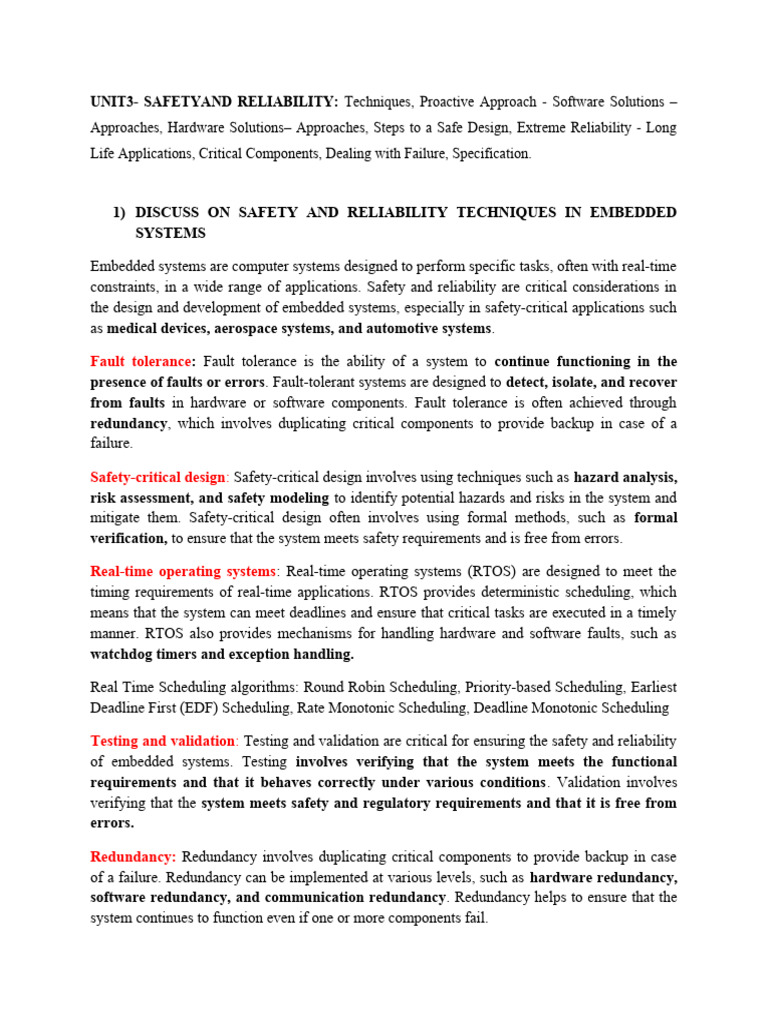 Unit 3 ESD (1) | PDF | Reliability Engineering | Fault Tolerance
