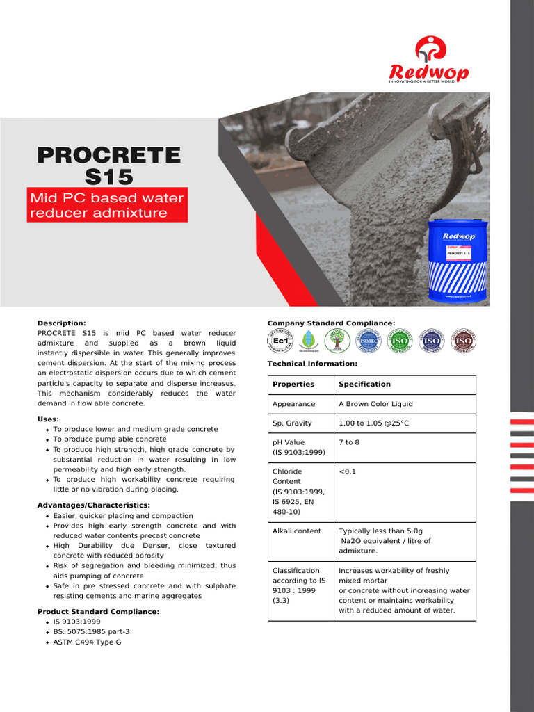 Procrete S15 for Concrete Grade M20-M25 | PDF