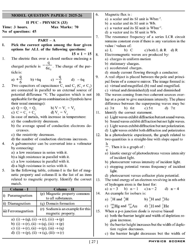 Model Question Paper With Answers | PDF