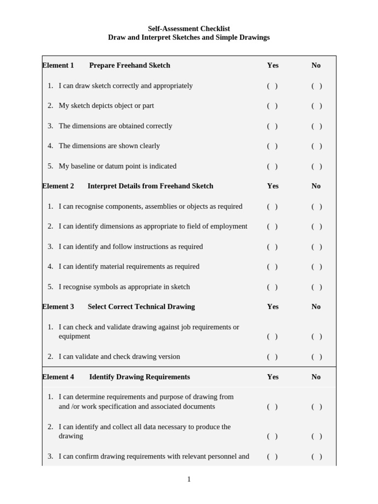 Draw and Interpret Sketches and Simple Drawings- Self Assessment | PDF ...