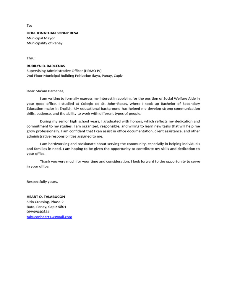 HEART Application Letter | PDF
