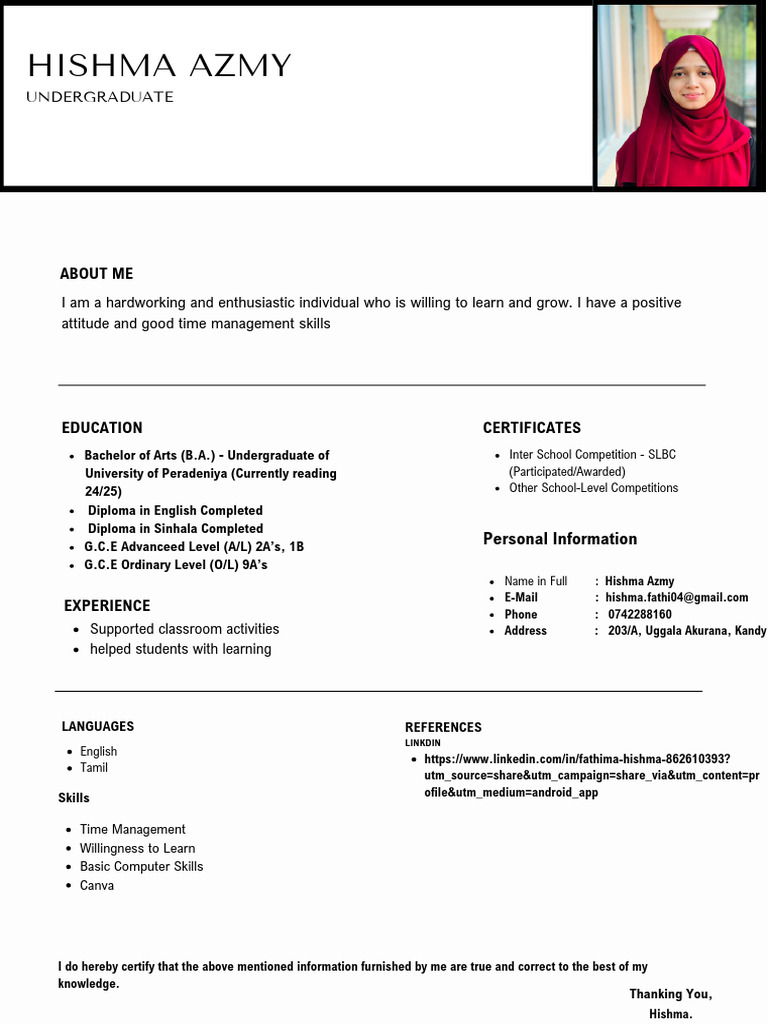 Hishma CV 1 | PDF