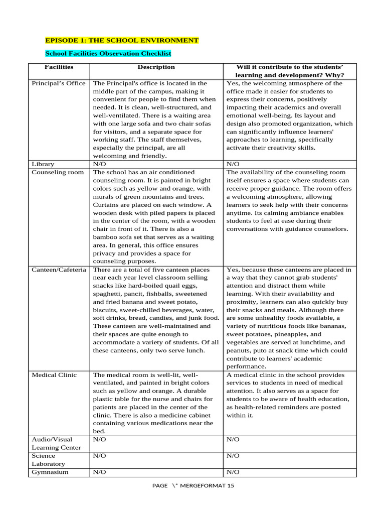 Field Study 1 Episode 1 | PDF | Learning | Classroom
