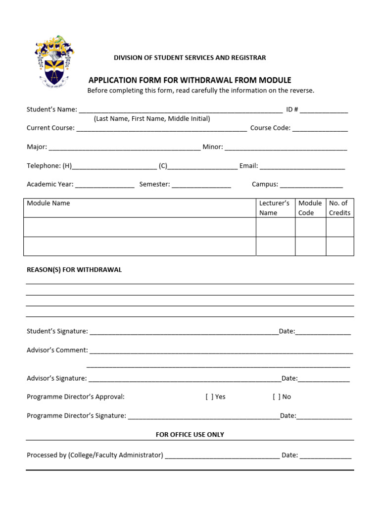 UTech_Withdrawal_from_Module_Form | PDF
