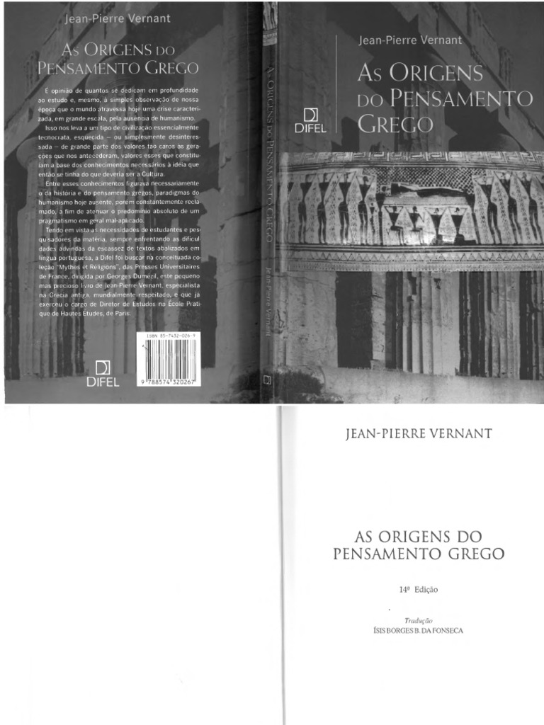 As Origens Do Pensamento Grego - Jean-Pierre Vernant | PDF
