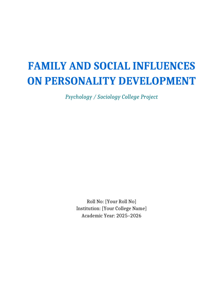 Family and Social Influences on Personality Development Updated | PDF ...