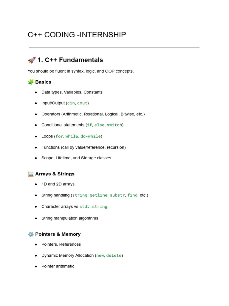 c++ Coding -Internship | PDF